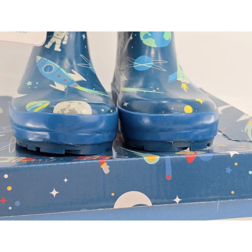 Stephen Joseph Rain‎ Boots Boys Size 9 Space Rocket Planets Rubber NIB